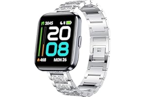 Blueshaweu ID208 Plus 1.8" Quick Release Women Jewelry Bling Diamond Metal Dressy Adjustable Replacement Strap Accessories Sports Band Compatible for WMK,Quican,aeac,Tensky ID208 Plus