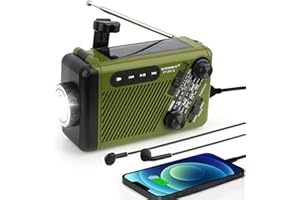 Solar Radio, MOMSIV Tragbar Kurbelradio Dynamo Radio Handkurbelradio Notfall Kurbel Radio mit AM/FM, 2500mAh Wiederaufladbare Batterie, Bluetooth, SOS, LED Taschenlampe, TF-Kartenschlitz für Outdoor