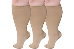 PUTUO Calcetines de Compresión para Hombre y Mujer: Medias de Compresion Talla Grande para Mujeres Hombres para Correr Viajar Vuelo Ciclismo Embarazo 3 pares