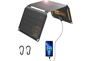 Flexsolar Solar Ladegerät 20W, Faltbares Solarpanel mit USB/DC Anschluss, Monokristalline Solarmodule Solar Charger, IP67 Wasserdicht, Tragbares Solarladegerät für Reisen, Camping und Garten
