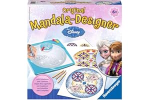 Ravensburger Mandala Designer Frozen 29841, Zeichnen Lernen mit Anna, ELSA und ihren Freunden für Kinder ab 6 Jahren, Kreatives Zeichen-Set mit Mandala-Schablonen für farbenfrohe Mandalas