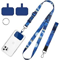 TBOC 2X Cordino Catenella Laccio Strap Porta Cover [Nero] per Telefono Cellulare da Collo