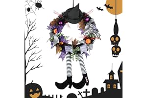 TIMIYOU Halloween Wreath Front Door, 27-Inch Witch Wreath Halloween Decorations, Halloween Door Wreath Witch's Hat And Legs Pumpkin Decor for Front Door or Indoor Wall Decor, Halloween Decorations Indoor