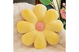 Aryan Blumenkissen, gelbes Dekokissen, niedliches Bodenkissen, adrettes Raumdekorkissen für Schlafzimmer, Sofa, Couch, 38 cm (Gelb)