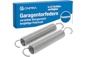 Onpira® 2x Universal Garagentor Feder in 21 Größen verzinkt in Erstausrüster Qualität! zur Auswahl Garagentorfedern Garage Zugfeder (500x40x5,0mm / Zugkraft: 102kg)