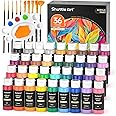 DagouColor 61 PCS Acryl Paints Set - 48 Kleuren * 2oz / 60ml Art Craft Paint Flessen, 12 Borstels, 1 Palet, Art Supplies Geschenken voor Kunstenaars Kinderen Beginners