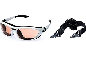 Alpland Lunettes de sport alpin - Utilisations : ski, kitesurf, vélo - Lunettes avec bande et cordon interchangeable - Contraste du verre amélioré inkl.Softbag