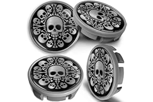 SkinoEu Compatible with Wheel Center Caps VW 65mm Centre Alloy Hubcaps kull Bones Silver Black CVS 2
