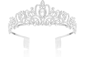 Makone Tiara Corona de Cristal con Diamantes de imitación Peine para Corona Nupcial Proms de Boda desfiles Princesas Fiesta de cumpleaños