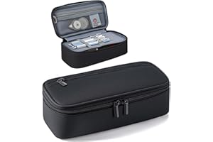 Gicctyble Federmäppchen Mäppchen 5 Fach, Große Federtasche, Einfaches Design Strapazierfähige Federmappe für Mädchen und Jungen, Pencil Case für Teenager und Erwachsene (Schwarz)