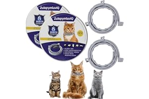 ZUKQRYMLUVIQ Collare per gatti, confezione da 2 con oli essenziali naturali, protezione a lungo termine, impermeabile, regolabile, per gatti a partire da 7 settimane, benessere e sicurezza