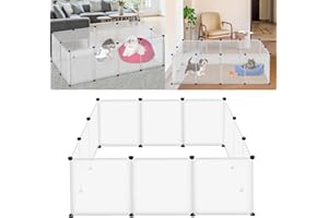 LZQ Freilaufgehege Kaninchen Freigehege Meerschweinchen Gehege Kleintiergehege Kaninchen Freilaufgehege,Eisenzaun Erweiterbar 145x75x48 cm Weiß (Ohne Tür)