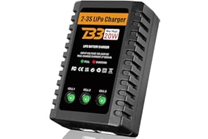 HTRC Lipo-Ladegerät für 2-3S Lipo-Akkus (7.4V-11.1V), 20W Ladegerät, Balancer für RC-Autos, Airsoft-Waffen, RC-Boote usw