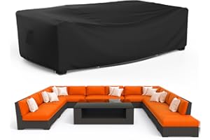 Armorget Garden Furniture Covers 280x204x106 cm, 600D Heavy Duty, Garden Furniture Covers Waterproof , Tear-resistant, Windproof, Anti-UV, Outdoor Table Cover with Air Vent, Buckles, Drawstring