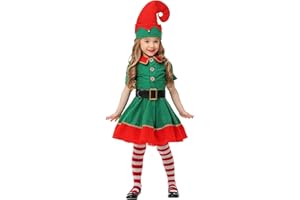 Forever Young Girls Kids Elf Santa's Little Helper Christmas Fancy Dress Party Costume