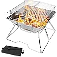 1pcs Camping Wood Stove Brazier Camping Fire Wood Heater Portable Folding Hike Barbecue BBQ Charcoal Grill Stand, Duty Portable Camping Grill with Carrying Bag