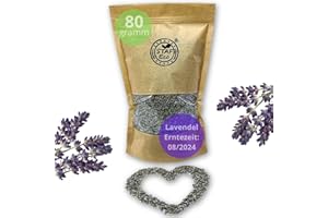 STAFECO Lavendel Lavendelblüten, getrocknet, 100% natürlich, geerntet im 2021, aus nachhaltigem, biologischem Anbau, als Tee, Potpourri oder Mottenschutz geeignet (80)