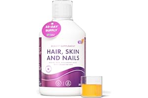 Swedish Nutra - Hair, Skin & Nails Liquid Supplement - Pack of 500 ml, 33 Day Supply | Plus Collagen, Biotin, Vitamins, MSM, Hyaluronic Acid & CoQ10 | Gluten Free | 100% Natural Orange Flavour