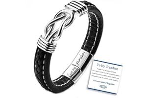 BOCHOI To My Son/Grandson/Husband/Boyfriend/Man/Dad Bracelet Mens Leather Bracelet Gifts For Him Christmas Birthday Anniversary Persent