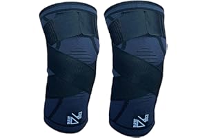 DANRAW PRO Knee Compression Sleeve with Velcro Strap Fastener Supportive Brace Joint Stability for Weightlifting, CrossFit, Squats, Durable Neoprene Material for Optimal Performance (2, Black/Grey, Extra Large)