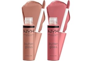 NYX Professional Makeup, Brillo de Labios No pegajoso, Madeleine & Tiramisú, Pack Dúo