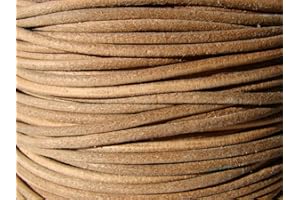 ESNADO Cinturino /corda/striscia in pelle, tondo, 5 m x 2 mm, colore neutro