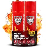 2 x Small Fire Extinguisher for Home Mini Fire Extinguisher Spray Kitchen | Pack of 2 Mini Fire Extinguishers Class A and F C