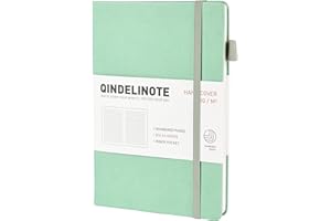 HOLDERZWU Cuaderno de papel rayado A5, 192 páginas numeradas, tapa dura, papel de 100 g/m², cuaderno de tapa dura con marcadores, soporte para bolígrafos, bolsillo interior (verde)