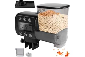 GOMETY Comedero automático para acuario, 250 ml, dispensador automático de alimentos para peces para acuarios con pilas, comedero automático para peces con recipiente para comida, alimento para peces de