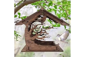 KKPW Mangeoire en Bois, Maison, Distributeur Suspendu Imperméable Mangeoire pour Oiseaux Sauvages, Suspendre en Extérieur, Décoration Jardin