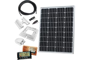 100W 12V Photonic Universe Dual Battery Solar Charging kit Made of monocrystalline Solar Cells, with 10A Charge Controller, mounting Brackets, Waterproof Cable Entry Gland, Cables and connectors