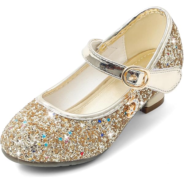 Hixingo Princess Shoes For Girls – Size 7.5-13, Shiny Mary Jane Heels, For Parties, Cosplay, Dress Up