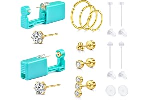 QSKISS Öronhål hål hål set örhängen gör-det-själv stick öra piercing kit hjärta stjärna form kirurgiskt stål & clohrpiercing