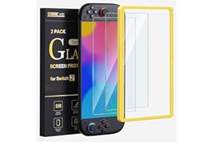 STARTRC GAMES Paquete de 2 protectores de pantalla para Nintendo Switch 2, transparente, HD, transparente, antiluz azul, con marco de alineación, protector de pantalla antiarañazos para Switch2, 0,3 mm de grosor