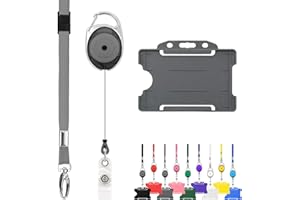 LANYARDS TOMORROW.CO.UK Wysuwana smycz i uchwyt na identyfikator, potrójne opakowanie od LanyardsTomorrow - zestaw zawiera pojedynczą zwykłą smycz, wysuwany karabińczyk Yoyo Reel Clip i sztywny uchwyt na dowód osobisty