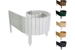 Floranica Rollborder Flexibler Holzzaun 200 x 30 cm Weiß Kiefernholz Beeteinfassung Rasenkante imprägniert Gartenzaun aus Holz Dekozaun Umzäunung für Garten Rollzaun