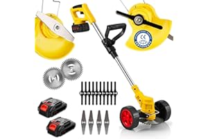 Desbrozadora con Ruedas con Cuchillas Intercambiables. Corta Cespedes Electrico con 2 Baterías para 2 Horas de Uso. Desbrozadora Eléctrica Ligera y Ergonómica para Jardín. Desbrozadoras Astur Group