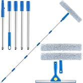 Lavavetri Con Manico Telescopico (215cm), 2 in 1 Con Tergivetro in Silicone + Lavavetri in Microfibra, Strumenti per la Puliz