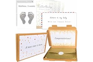 BUSHBABY Ultimate Keepsake Collection A New Star is Born, Baby Shower Gifts, Unique Newborn New Baby Gift for Mum, Inkless Hand and Footprint Kit, Milestone Cards, Letters to My Baby, Boy Girl Unisex