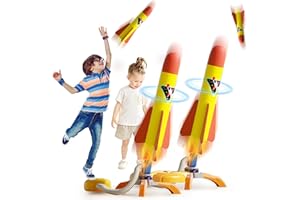 eners 2 Rakete Spielzeug für Kinder Mit 6 Schaumraketen, Outdoor Spiele Fußpumpe Rocket Spielzeug Draußen, Gartenspielzeug Kinder Geburtstagsgeschenk
