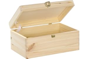 Laublust Large Wooden Box with Lid 30 x 20 x 14 cm FSC® All-Purpose Wooden Storage Box Gift Packaging Decorative Box for Crafts Toy Chest Memory Box