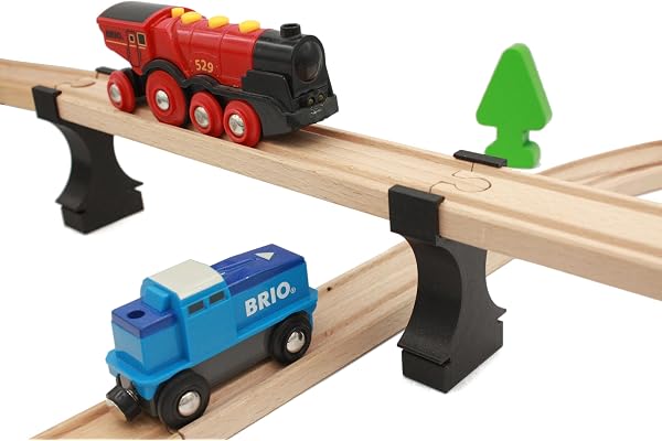 Locorico - 4 Piles de ponts pour Train en Bois (Empilable)