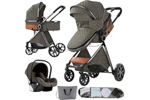 Nine point nine Trio Passeggino Neonati, Passeggino 3 in 1 con Doppia Modalità Spinta Reversibile, Carrozzina per Neonati con Grande Nacelle, Passeggino Trio con Telaio in Alluminio (V9 Deep Grey)