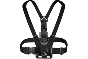 GEEKRIA Sangle de Poitrine, Harnais réglable, Compatible avec DJI Osmo 360, Pocket 3, Action5 Pro, Insta360 X5, X4, X3, Accessoires pour caméras d'action (Noir)