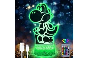EYGERUR Japan Anime Yoshi Nachtlicht für Kinder 3D LED Illusion Lampe 16 Farben Yoshi Spielzeug Licht USB Smart Touch Fernbedienung Tischlampe Yoshi Geschenk für Kinderzimmer Dekoration Urlaub Geschenke