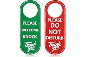 DURONGE Türschild „Bitte nicht stören“, 2 Stück Türschilder für Besprechungsräume, „Bitte nicht stören“, „Willkommen, bitte klopfen“, Türklinken-Sichtschutzschild, ideal für Büro, Zuhause, Klinik, Hotel (Rot