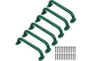 SELEWARE Juego de 6 asas de seguridad verdes de 12 pulgadas, juego de manijas de metal para niños, barras de agarre para interiores y exteriores, barras de overol para casa de juegos, casa de árbo