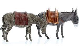 Moranduzzo 2 Burros Surtidos para Belén de 10 Cm Escala 1:20 - Figuras de Belén Indestructibles - Pintura Acabada a Mano, Producto Oficial, Escultor M. Landi