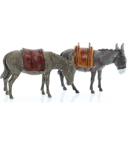 Crèche De Noël En Résine Rossi Rosa - 2 Pièces, Longueur 15 Cm, Fabriqué En Italie, Pour Décor De Sapin Ou Crèche