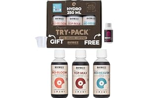 GROWMANIA.ES GROWMANIA Trypack Hydro Biobizz + Muestra Boost Up de Up Nutrients + Vaso Medidor | Fertilizante Bio Bloom, Top Max y Bio Heaven para Plantas y Cultivos | Estimulación Crecimiento